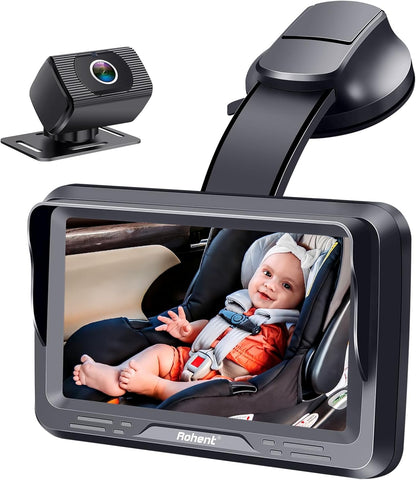 Rohent Baby Car Camera HD 1080P - Rear-Facing Infant Monitor with Night Vision Car Camera for Baby 150° Wide-Angle Lens Anti-Glare Screen Easy Install 360° Adjustable Display