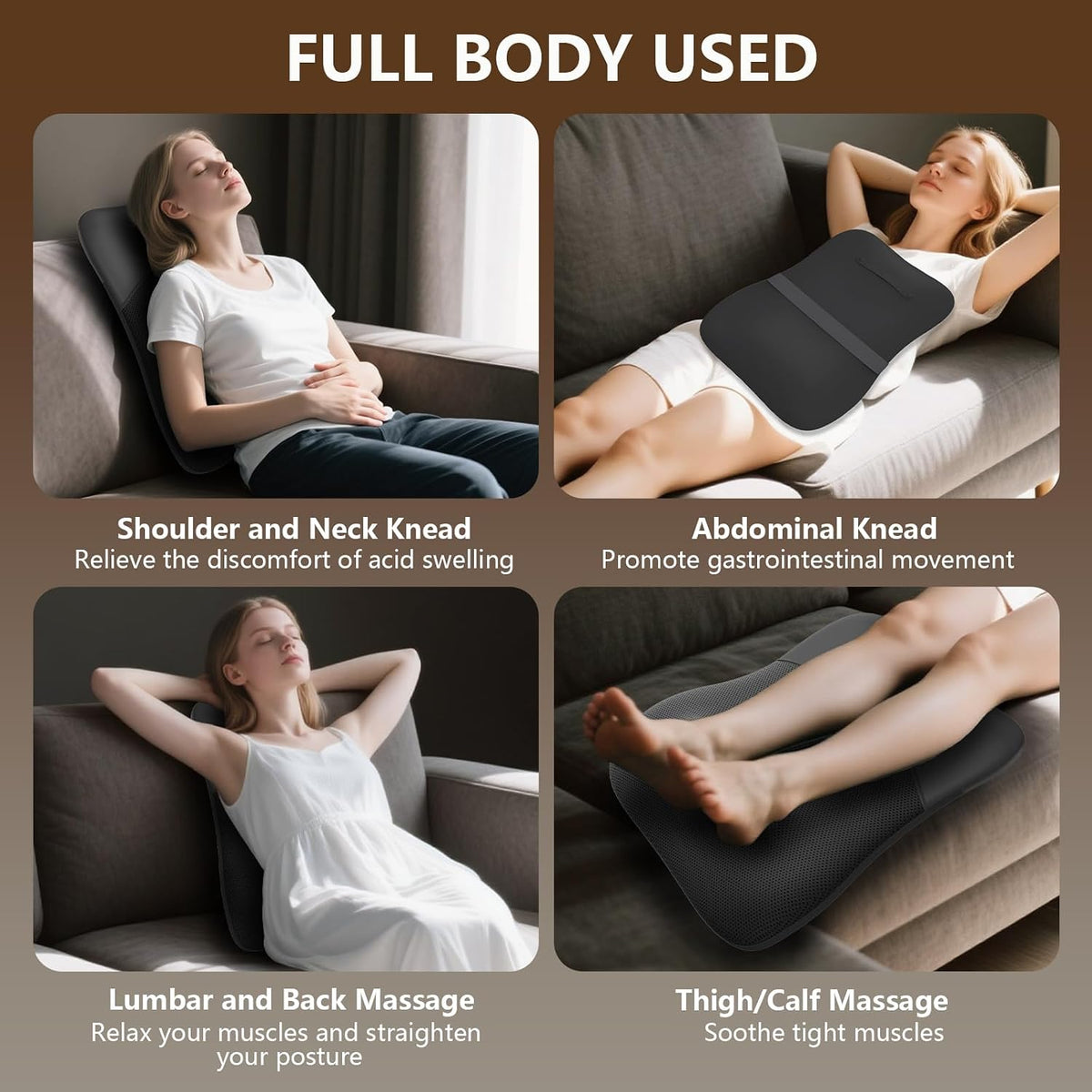 Back Massager, Rolling Up and Down Back Massager with Heat, Back Massage 4D Kneading for Pain Relief Deep Tissue, Ultrathin Shoulder Massager Gift for Women Men Parents Christmas