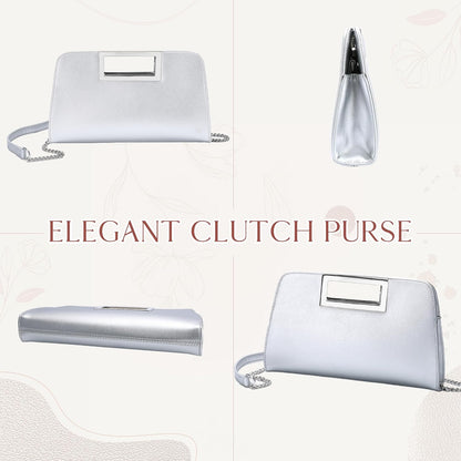 Vaschy Clutch Purse for Women,Fashion Vegan Leather Cut-Out Handle Evening Handbag Crossbody Shoulder Bag for Wedding,Party