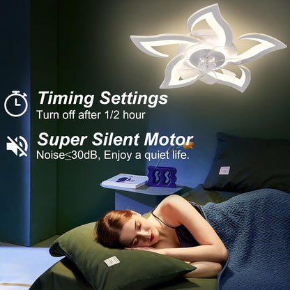 26" Geometric Ceiling Fan with Lights, 6 Speeds 3 Colors Ceiling Fan with Light Remote Control, White Low Profile Flush Mount Ceiling Fan for Kitchen Bedroom Living Room