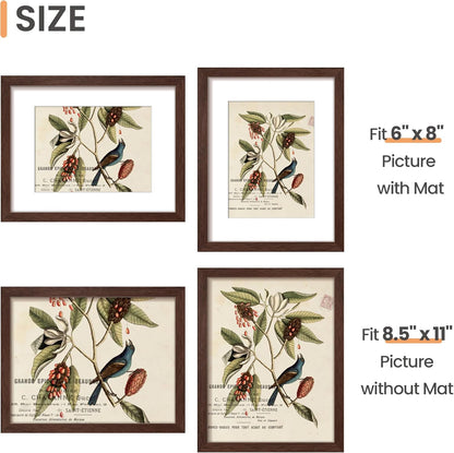 upsimples 11x14 Picture Frame, Display Pictures 8x10 with Mat or 11x14 Without Mat, Wall Hanging Photo Frames, Black