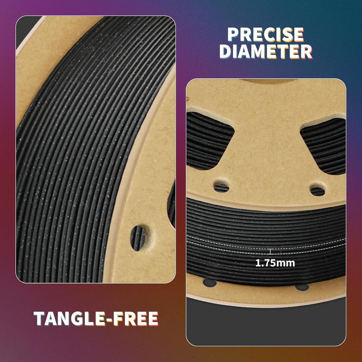 OVERTURE PLA Filament 1.75mm PLA 3D Printer Filament, 1kg Cardboard Spool (2.2lbs), Dimensional Accuracy +/- 0.02mm, Fit Most FDM Printer (Black 1-Pack)