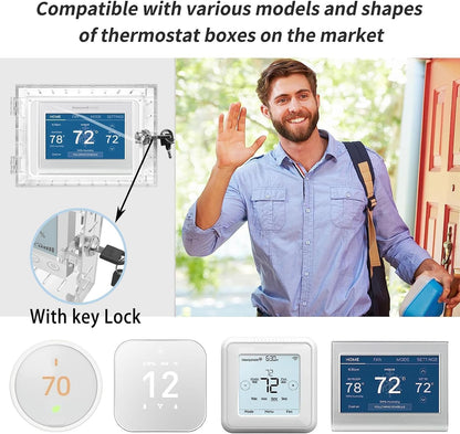 Thermostat Lock Box with Key,Universal Clear Thermostat Cover,Acrylic Wall Mounted Guard Box,for Wall,Restaurants,Wall AC Panel,Fits 7.8" H x 4.7" W x 2.2" D or Smaller