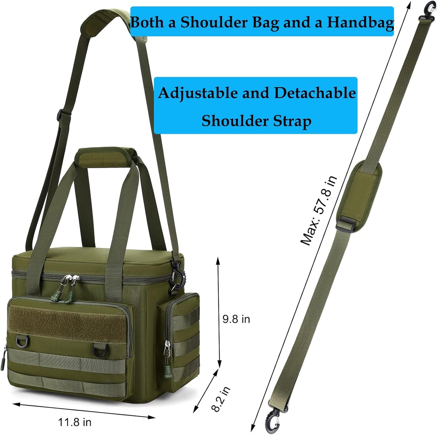 Tactical Lunch Bag for Men, Large Leakproof Insulated Lunch Box, Lunch Cooler Bag with Shoulder Strap, Lunch Pail for Adults Work Outdoor Picnic Trips, Black Camo