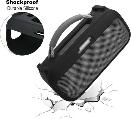 TXEsign Silicone Case for New Bose SoundLink Max Portable Speaker, Travel Carrying Case Protective Replacement Case with Shoulder Strap Charging Port Cover (Black)