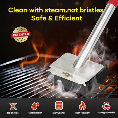 XUDAKAIXIN Grill Brush Bristle Free,Aramid Fiber Wavy Pad Seamless-Fit Cast Iron/Stainless-Steel Grates,BBQ Replaceable Scraper Cleaning Head,Safe Grill Cleaner for Outdoor Grill,Gifts for Men/Dad