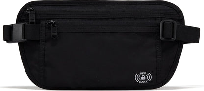 Pander Unisex RFID Anti Theft Waist Pouch Money Belt for Travel, Blocking Hidden Wallet Belt Bag for Women, Protects Your Valuables and Data (Black).