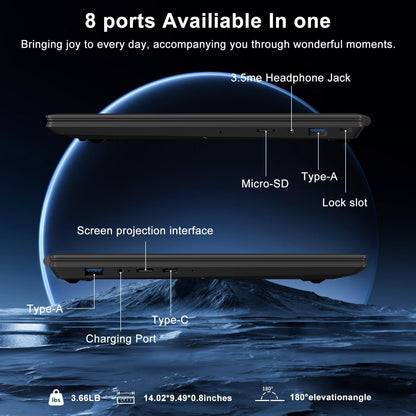 NOTODD Laptop 16" 12GB LPDDR4 512GB SSD Celeron N5095 Up to 2.9Ghz Quad-Core Win 11 PC 1920*1200 2K Screen Dual WIFI Support 2.5" HDD 1TB SSD Expand with Cooling Fan Numeric Keypad for Business-Blue