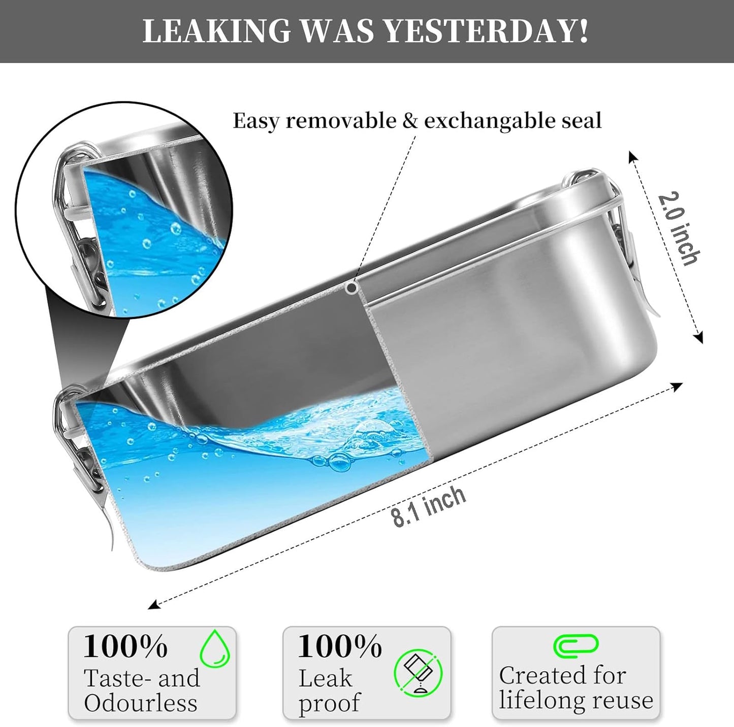 UPTRUST Leak Proof Stainless Steel Bento Lunch Container, (47OZ/1400ML) Metal Bento Lunch Box for Kids or Adults, 3 Compartment Packing Box for Work Lunch