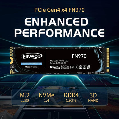 Fikwot FN950 2TB SSD M.2 2280 PCIe Gen4 x4 NVMe 1.4 Internal Solid State Drive - Speeds up to 4800MB/s, Dynamic SLC Cache,Compatible with Laptop,Desktop and Ps5