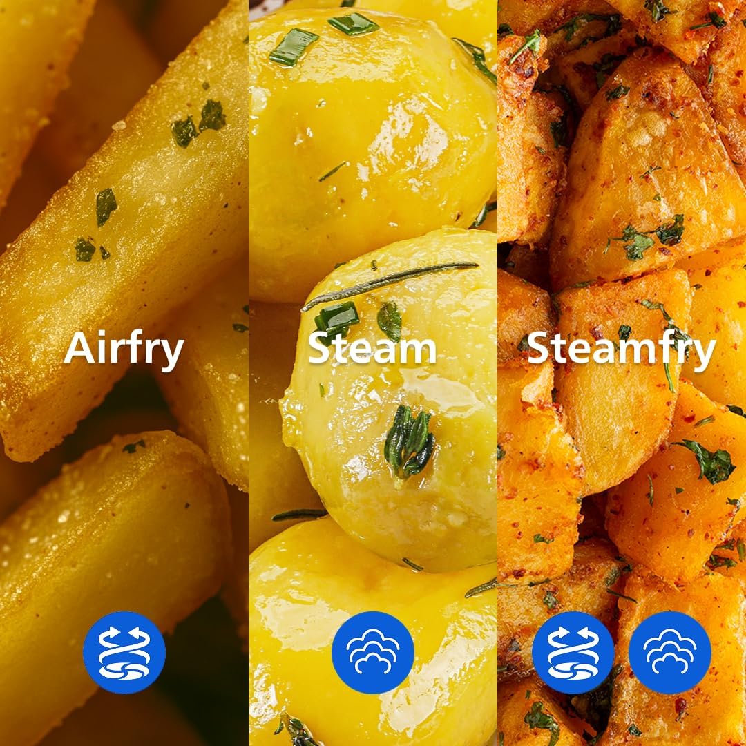 Philips 5000 Series 9.6qt (9L) Dual Basket All-in-One Air Fryer & Steam Cooker – 19 in One Cooking Functions, RapidAir Plus + Steam, Auto Steam Clean (NA555/00)