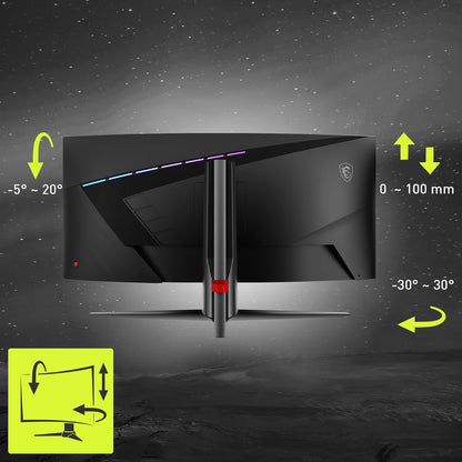 MSI Optix MAG345CQR 1000R Curvature 21:9 Aspect Ratio Narrow Bezel 1ms 3440 x 1440 (UWQHD) 1800z Refresh Rate Tilt/Swivel/Height/Pivot Adjustment 34" AMD Freesync Gaming Curved Monitor, Black