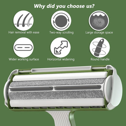 Pet Hair Remover Roller, Reusable Dog Cat Hair Removal Brush, Self Clean Lint Roller Pet Fur from Carpet, Furniture, Rugs, Bedding, Sofa-Green and White