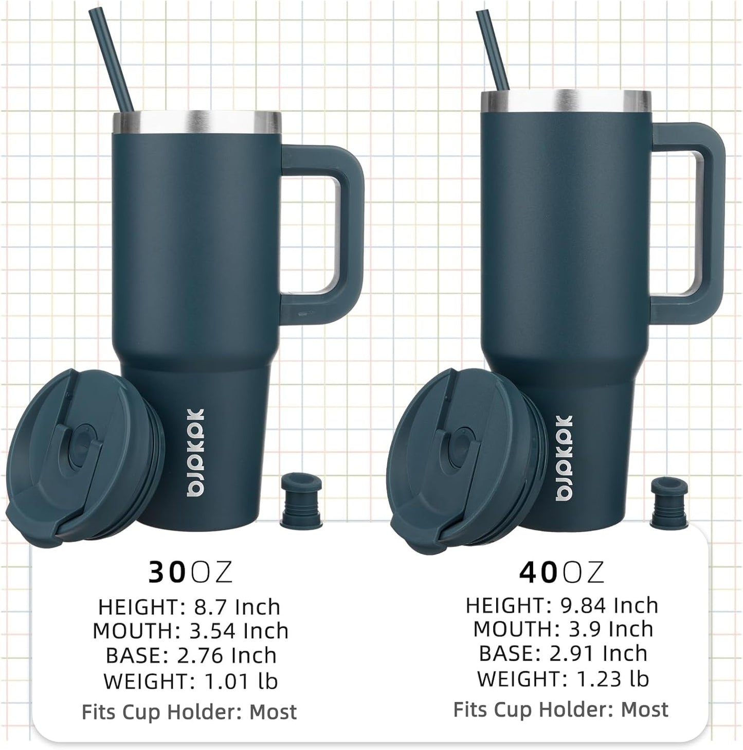 BJPKPK Tumbler with Handle and Straw 30oz Insulated Tumbler Cups with Lid Stainless Steel Travel Coffee Mug,Indigo Black