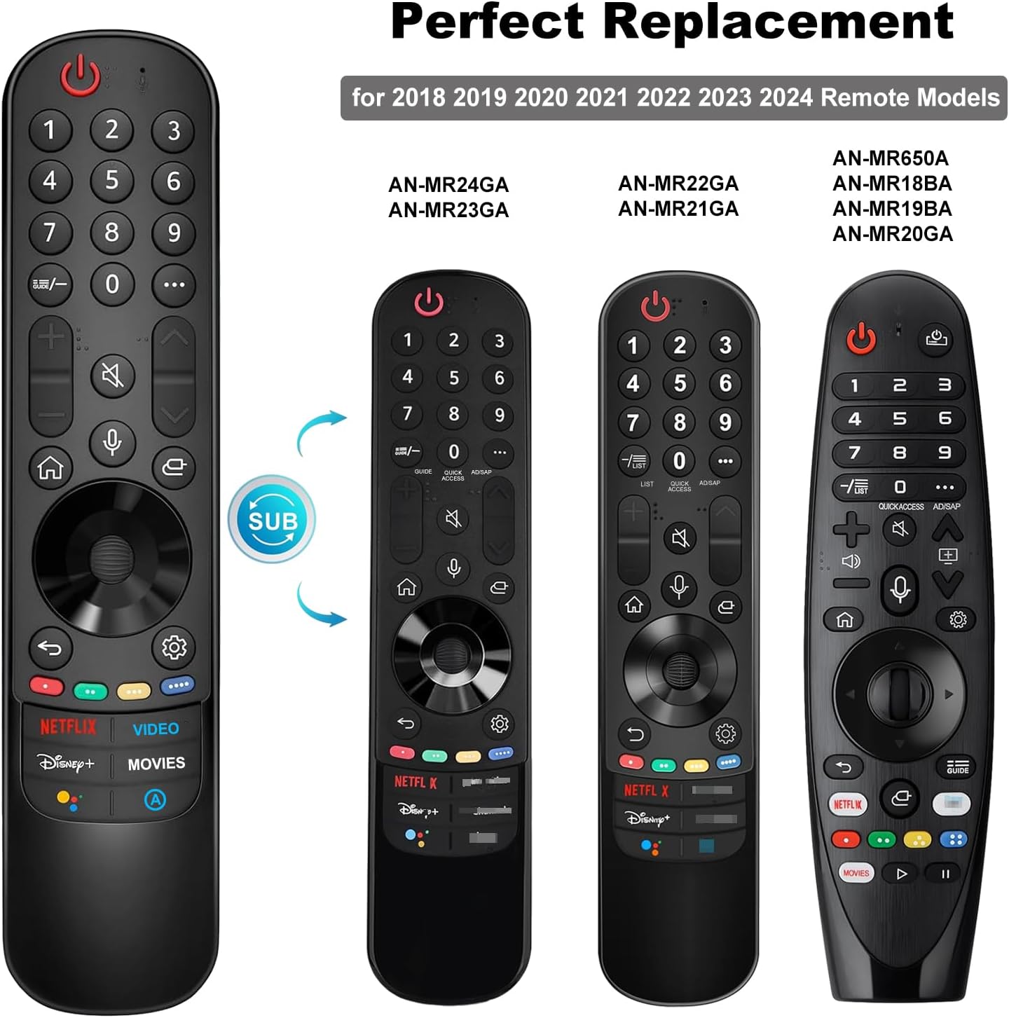 Smart Voice Remote with Voice and Pointer Function Compatible with LG 2018-2024 Smart TV, fits for MR24GA MR23GA MR22GA MR21GA MR20GA Voice Magic Remote Replacement