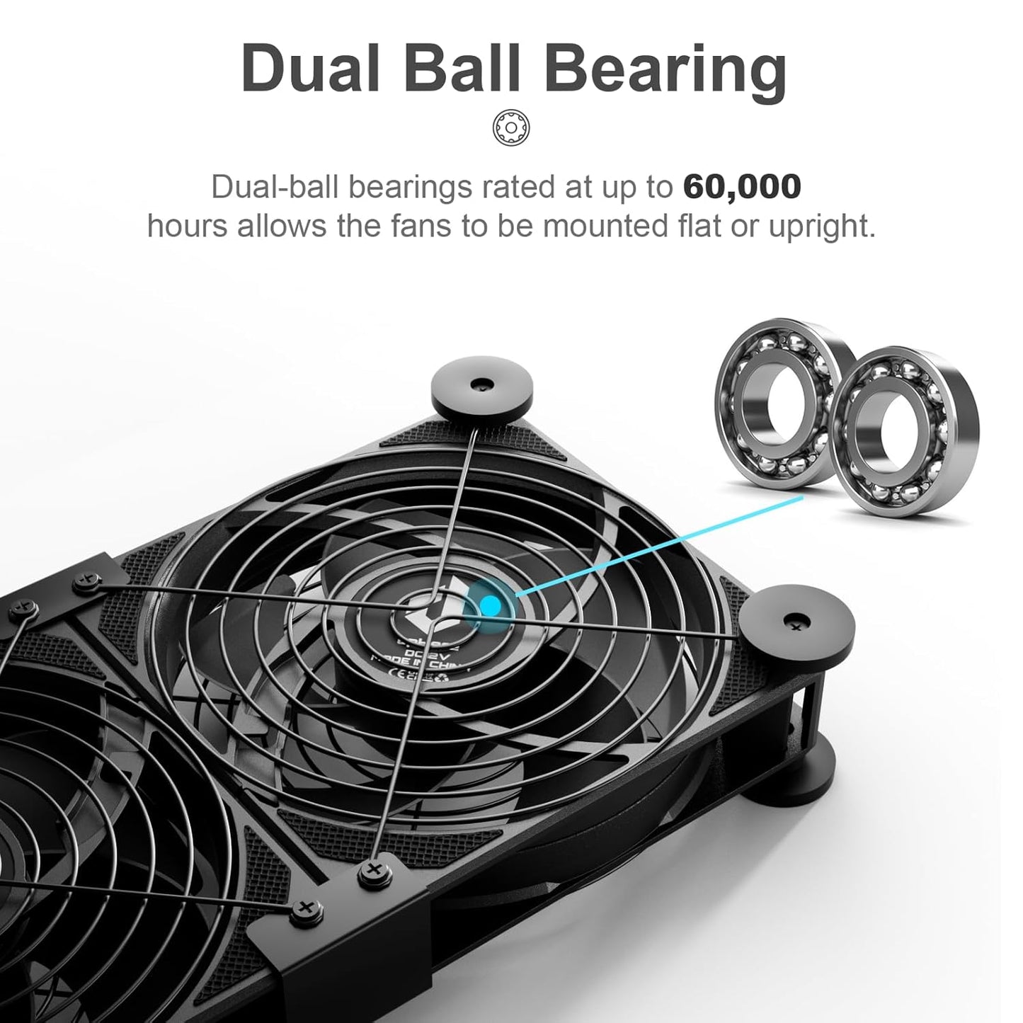 upHere Big Airflow 2 x 120mm x 25mm Computer Fan with AC Plug Cabinet Fan 100V 240V AC Power Supply,DC 12V 5 Speed Controller, for Router Mining Machine Chassis Server Workstation Cooling