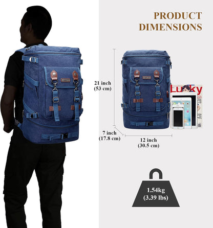 WITZMAN Travel Backpack for Men Women Canvas Backpack Carry on Luggage Rucksack Convertible Duffel Bag Large