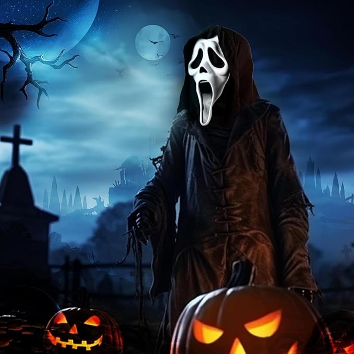 Ghost Face Mask Adult - Scream Mask Ghostface Halloween Costume, Scary Ghost Mask for Cosplay and Parties