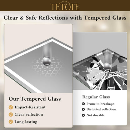 TETOTE 36 x 28 Bathroom LED Mirror Bedroom LED Mirror Fashion Style Vanity Makeup Mirror Dimmable Anti-Fog Wall Mounted Birthday Gift Housewarming Gift Wedding Gift