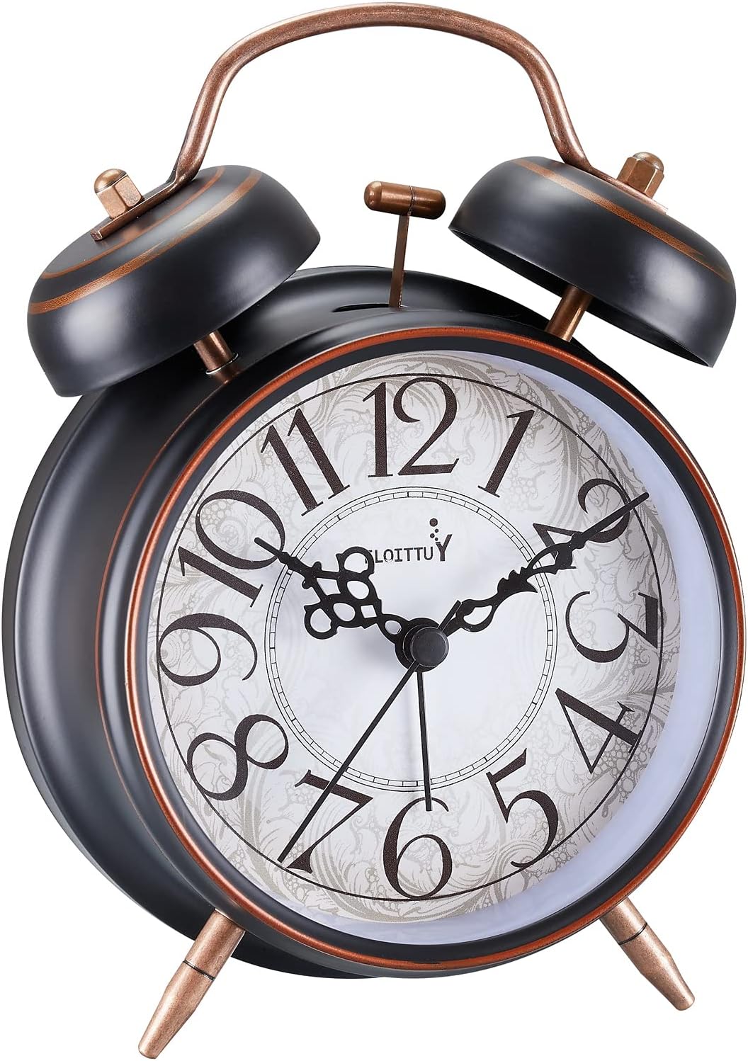 FLOITTUY Loud Alarm for Deep Sleepers 4'' Retro Twin Bell Alarm Clock with Backlight for Bedroom and Home Decoration(Retro White)