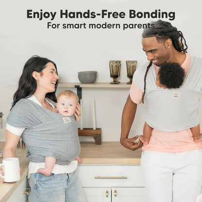 KeaBabies Baby Wrap Carrier - All in 1 Original Baby Carrier Newborn To Toddler Sling, Easy to Wear, Hands Free Bonding, Lightweight, Breathable Infant Wraps (Trendy Black)