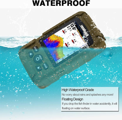 LUCKYLAKER Sensor Handheld Fish Finder Water LCD Boat Depth Finder Display Transducer Wireless Waterproof Fish Finders Transducer Fishing Gift