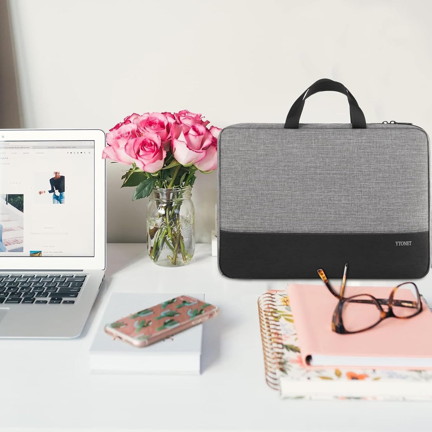 Ytonet Laptop Sleeve, 15.6 inch TSA Laptop Bag Laptop Case Water Resistant Computer Carrying Bag Compatible for Lenovo, HP, Dell, Asus Notebook, Gifts for Men Women, Grey