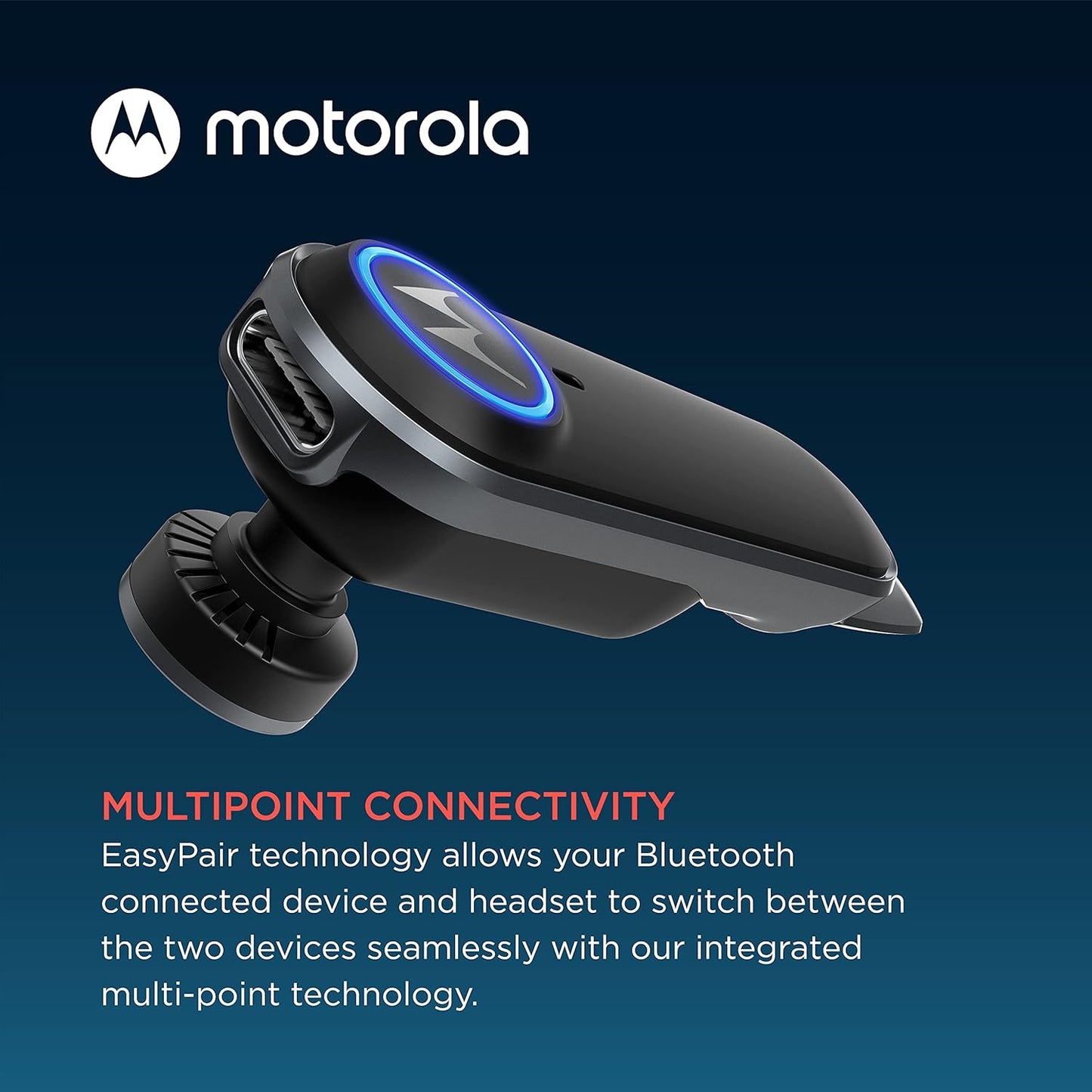 Motorola Sound HK500+ Bluetooth Earpiece Hands-Free Wireless Headset with Microphone - IPX4 Water Resistant Bluetooth Phone Earpiece for Phone Calls, Compatible with iPhone and Cell Phones