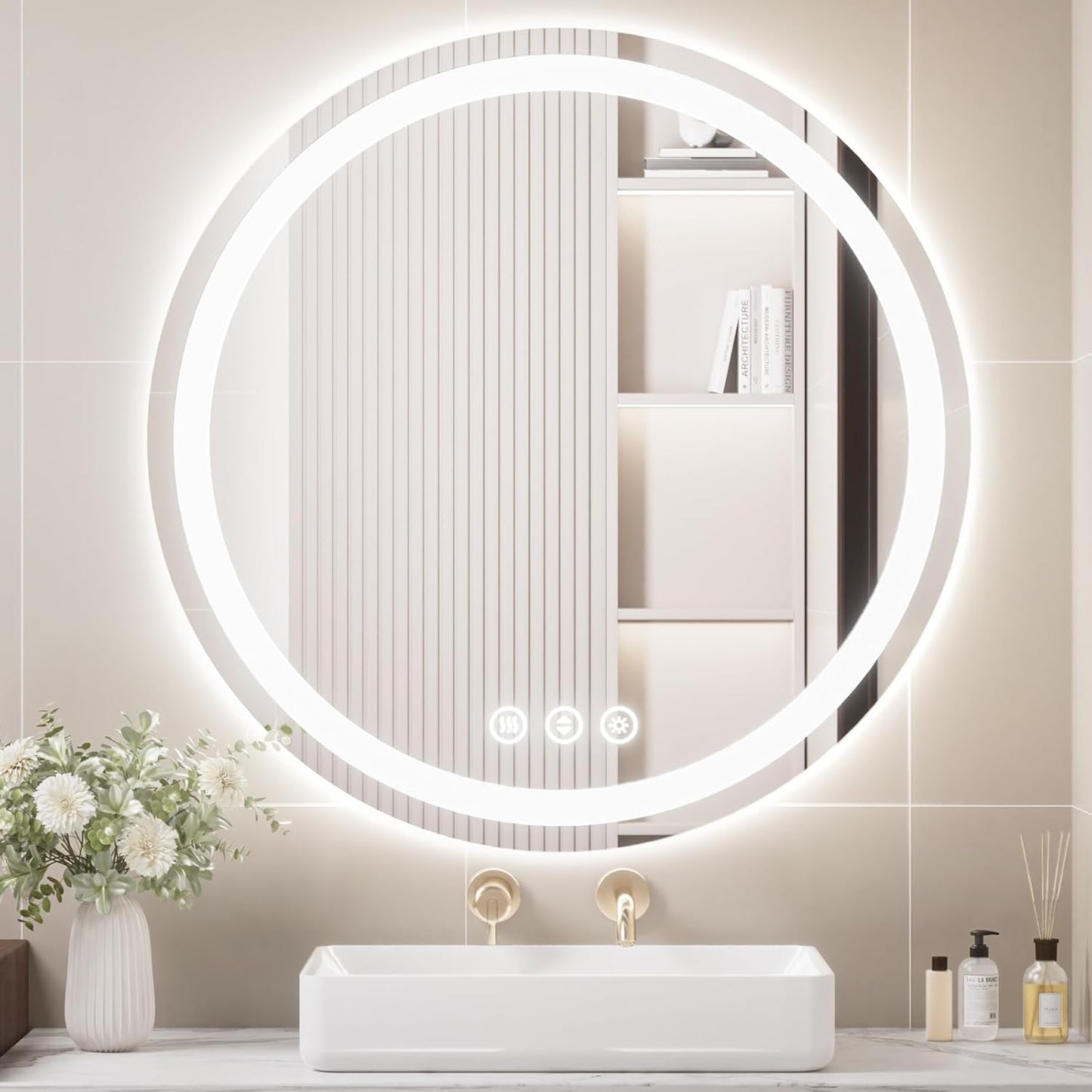Lmsedf 24" x 32"Rectangle LED Bathroom Mirror with Lights, Backlit & Front Lighted, Wall-Mounted Vanity Mirror 3000K/4000K/6000K, Memory Functions, Anti-Fog, Dimmable Smart Mirror