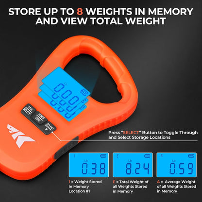 KastKing Fish Scale, LCD Display USB Charging Fishing Scale, Fishing Gifts for Men, Orange