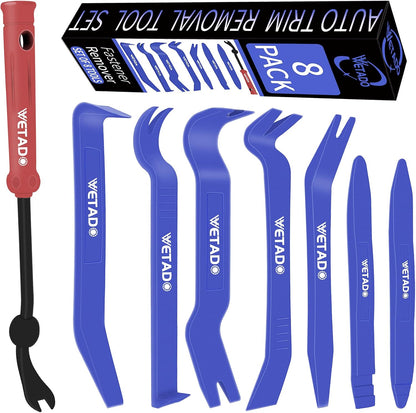 Wetado Trim Removal Tool, Car Upholstery Repair Kit, Car Door Audio Panel Trim Removal Set, Fastener Terminal Remover Tool Set Clips Pry Kit Auto Clip Pliers (8PCS Red)