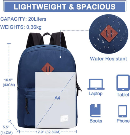 School Backpack for Kids, VASCHY Lightweight Water Resistant Casual Schoolbag Daypack for Men Women Teen Boys Girl Bookbag
