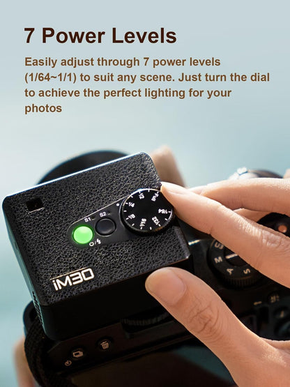 Godox IM30 Pocket Camera Flash, Godox Fully-Manual Flash, S1/S2 Optical Control with 6500K±200K Color Temperature, 7 Power Levels (1/64~1/1), Compatible with Canon,Sony,Nikon,Pentax,Panasonic,Olympus