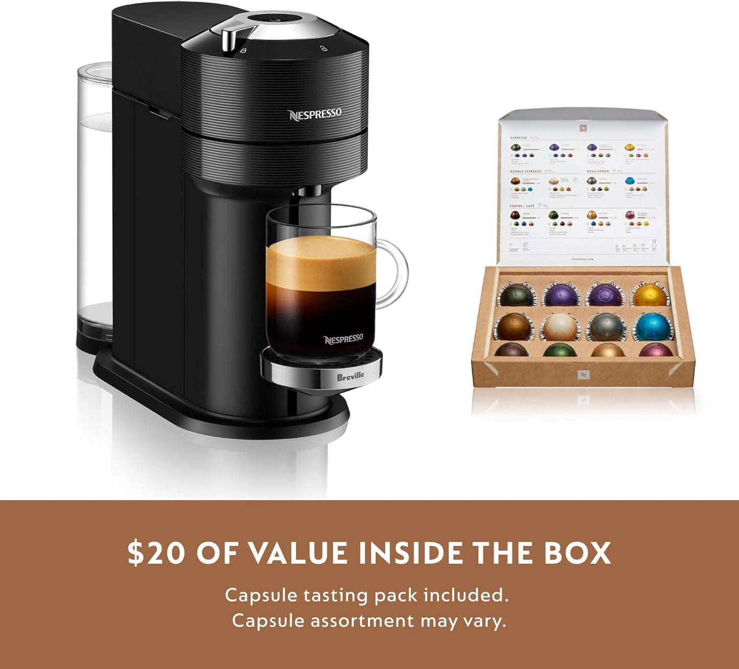 Nespresso Vertuo Next Coffee and Espresso Machine by Breville with Aeroccino Milk Frother - Light Grey