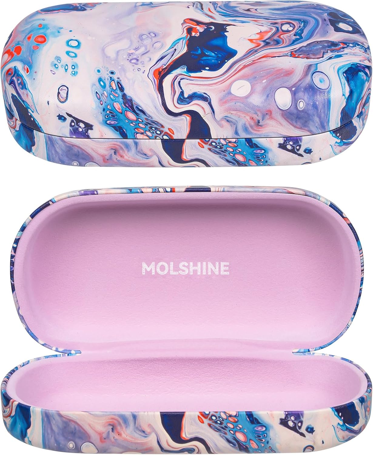 molshine Hard Shell Leather Sunglasses Case,Classic Large Glasses Case for Women Men,Sunglass Eyeglasses