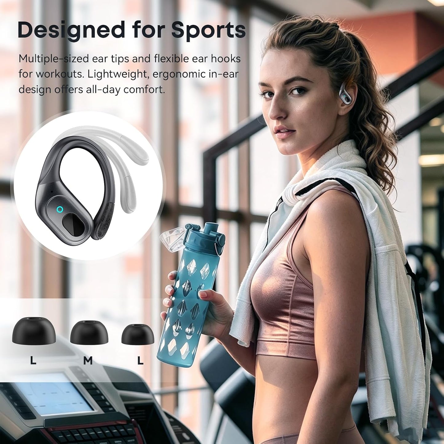 Wireless Earbuds Bluetooth 5.4 Headphones, Noise Canceling Ear Buds with 75hr Playtime, LED Power Display, IPX7 Waterproof Earphones Over Ear Earphones for Sports/Workouts