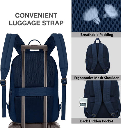 KEOFID classic carry-on travel backpack for men and women, Anti theft laptop backpack with USB charging port, large backpack for college(dark black）