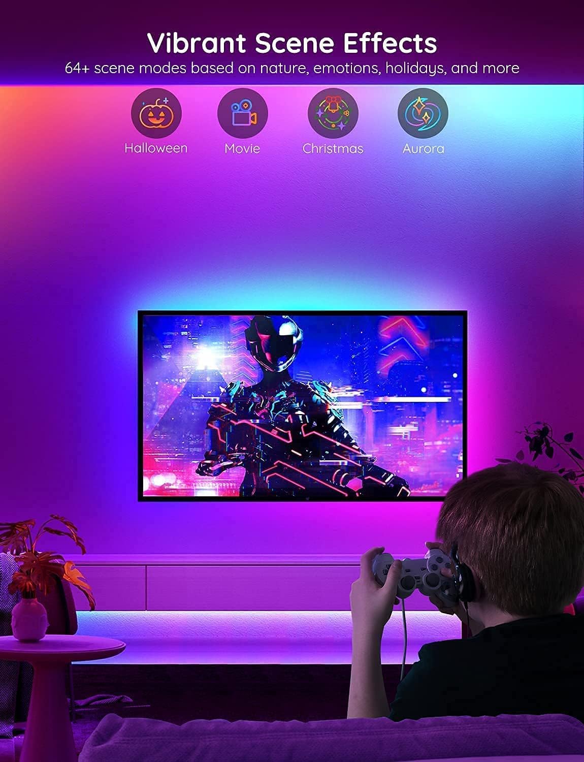 Govee RGBIC LED Strip Lights 100ft, Smart LED Lights Work with Alexa and Google Assistant, App Control Segmented DIY Multiple Colors, Color Changing Lights, LED Lights for Bedroom (NOT Waterproof)