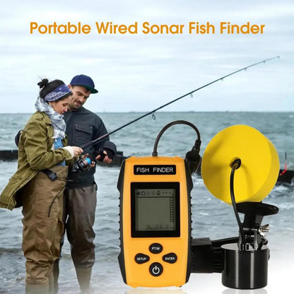 100M Sonar Fish Finders 45 Degrees Sonar Coverage Echo Sounder Alarm Transducer Underwater Fishing Detector for Lake Sea Fishing