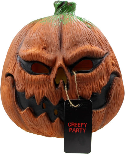 CreepyParty Deluxe Novelty Halloween Costume Party Props Latex Pumpkin Head Mask (Pumpkin)
