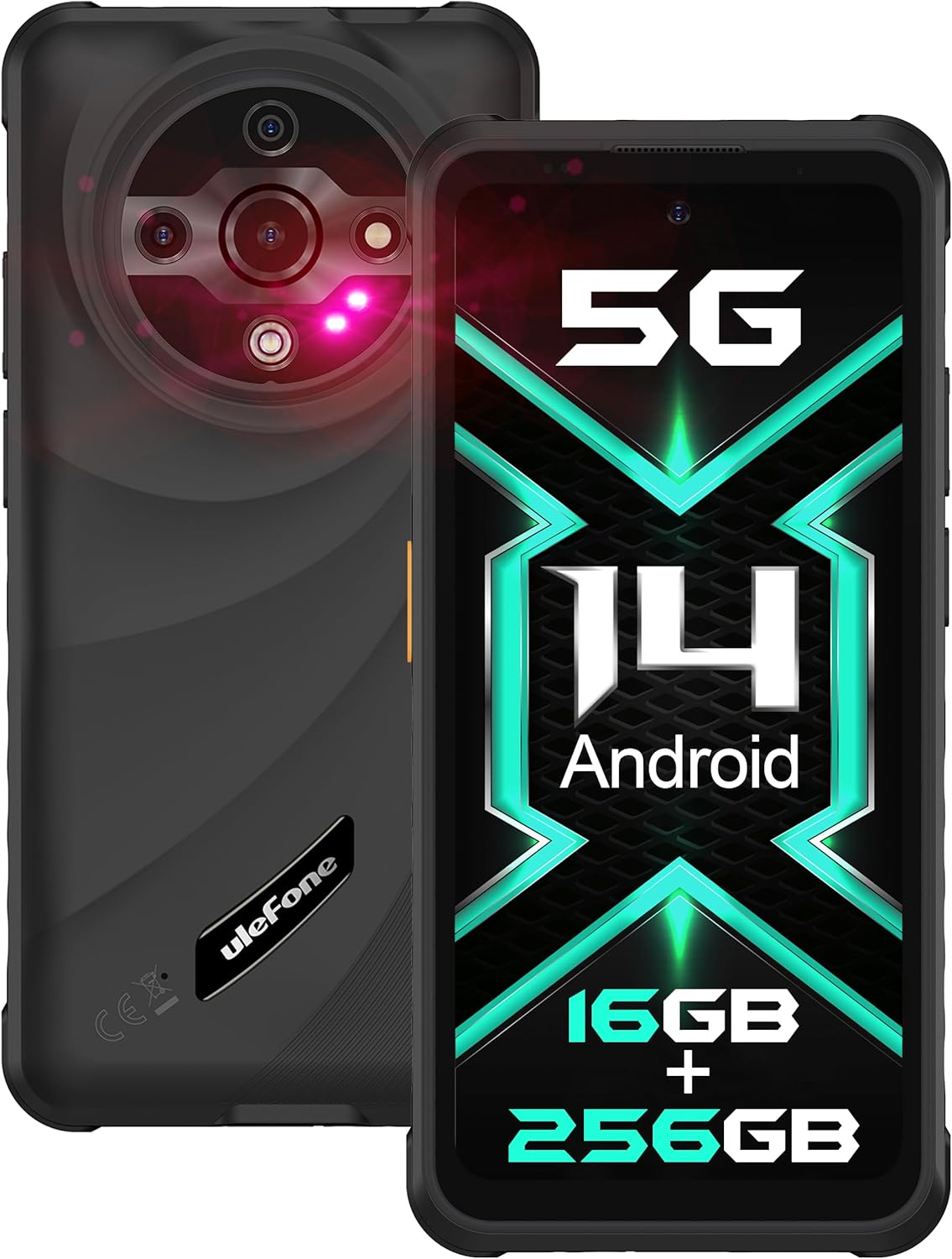 5G Rugged Phone, Ulefone Armor X31 Pro Unlocked Smartphone, MTK Dimensity 6300 5G, 16GB+256GB, Android 14, 6.56” 120Hz, 64MP Main Cam., 25MP Night Vision Cam., 6050mAh, Google Lens, NFC - Black