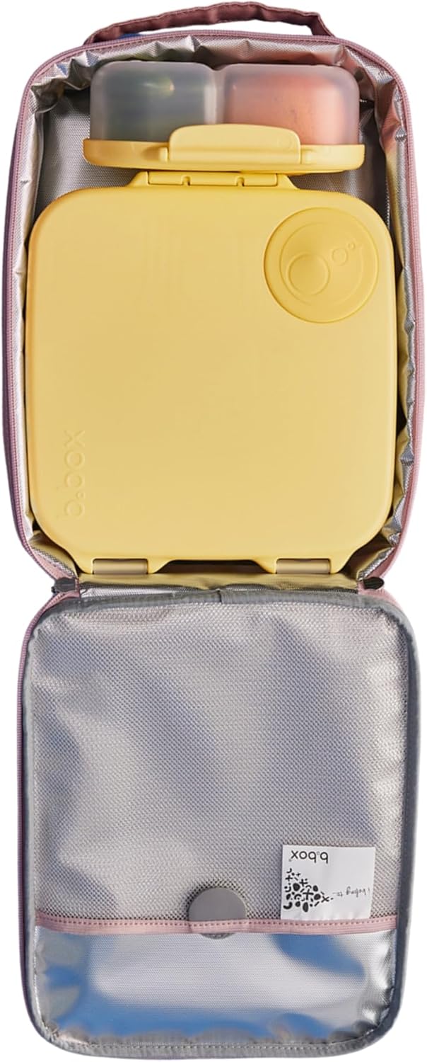 b.box 5-Compartment bento Style Lunch Box for Kids, Toddlers, Childrens, BPA-Free Food Storage Container with Cooler Pack, ON-The-GO Food Box with Handles Included Custom Divider, Lemon Twist