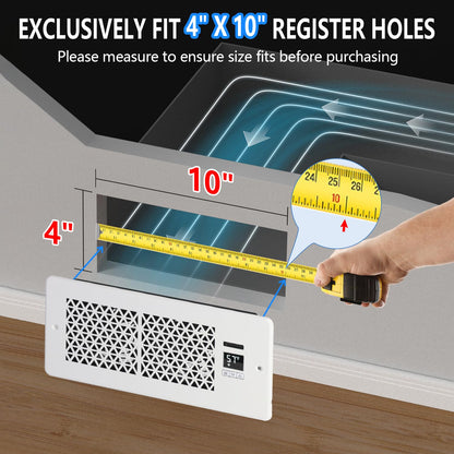 Register Booster Fan | 4 x 10 Floor Vent Booster Fan with Thermostat Control, Remote Control, Quiet 10-Speed HVAC Air Vent Fan