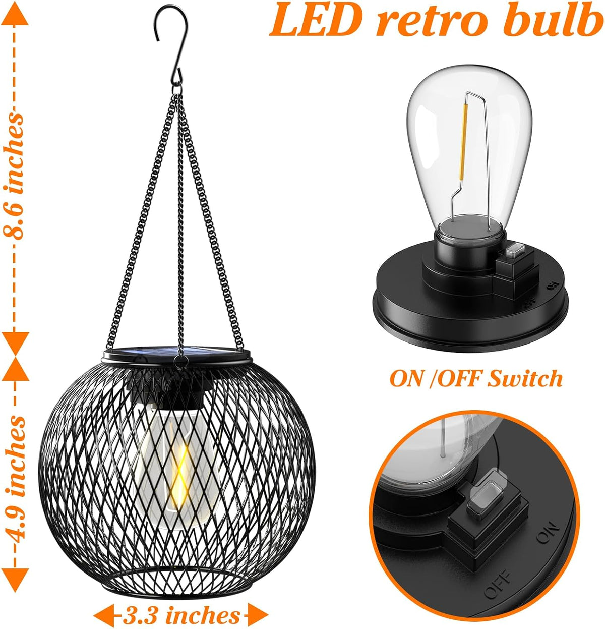 Solar Lanterns Outdoor,Hanging Metal Lanterns,4 Pack,Black Solar Lights Outdoor Waterproof Decorative Hanging Lanterns Christmas Halloween Lights for Yard Garden Patio Pathway Tree