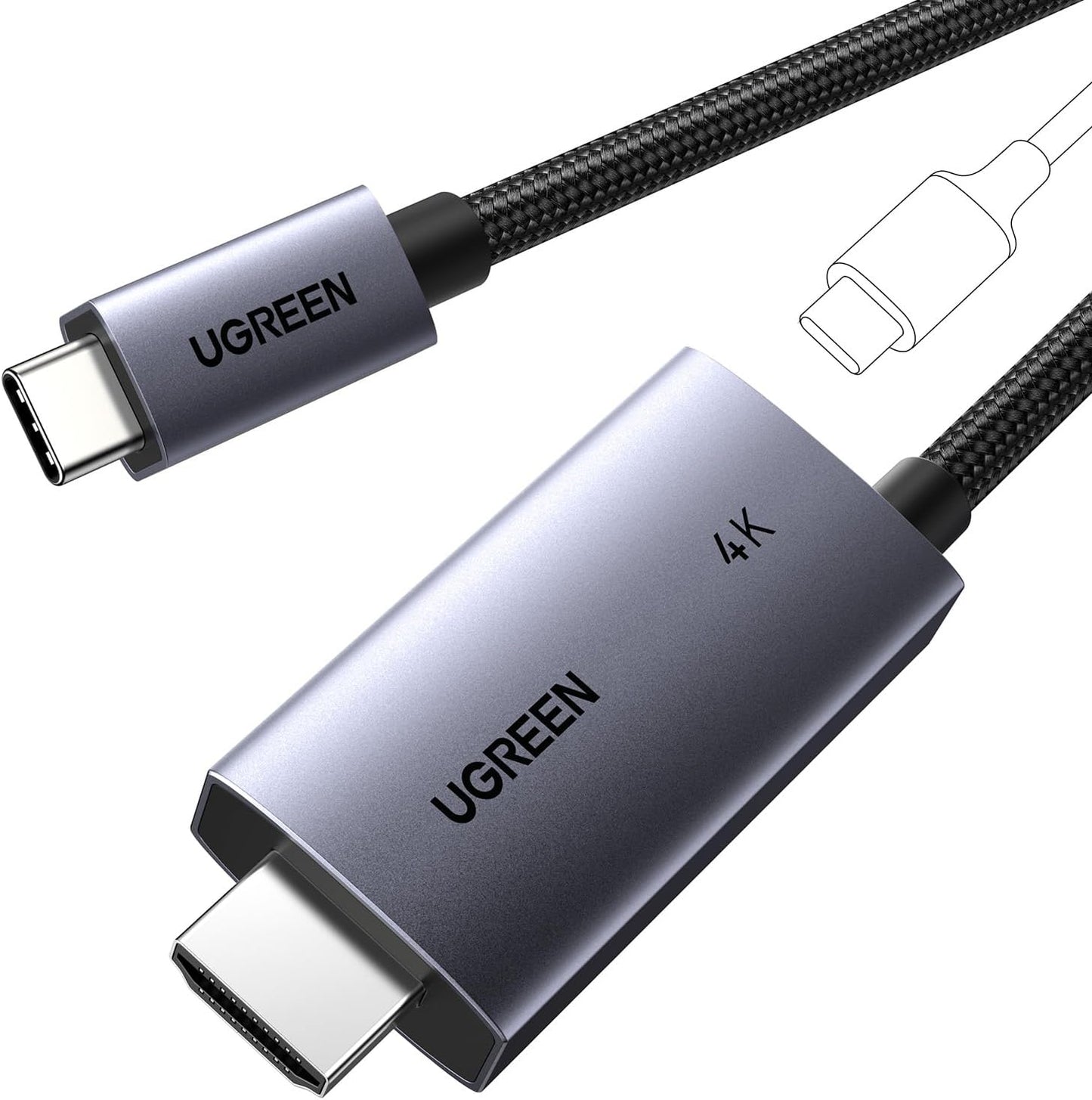UGREEN USB C to HDMI Cable 100W PD Charger 4K@60Hz 1440P@144Hz 1080P@240Hz/120Hz Type C Thunderbolt 3/4/5 HDR Adapter Compatible with MacBook iMac Mac mini iPad Pro Air iPhone 16 15 Galaxy S24(2M)