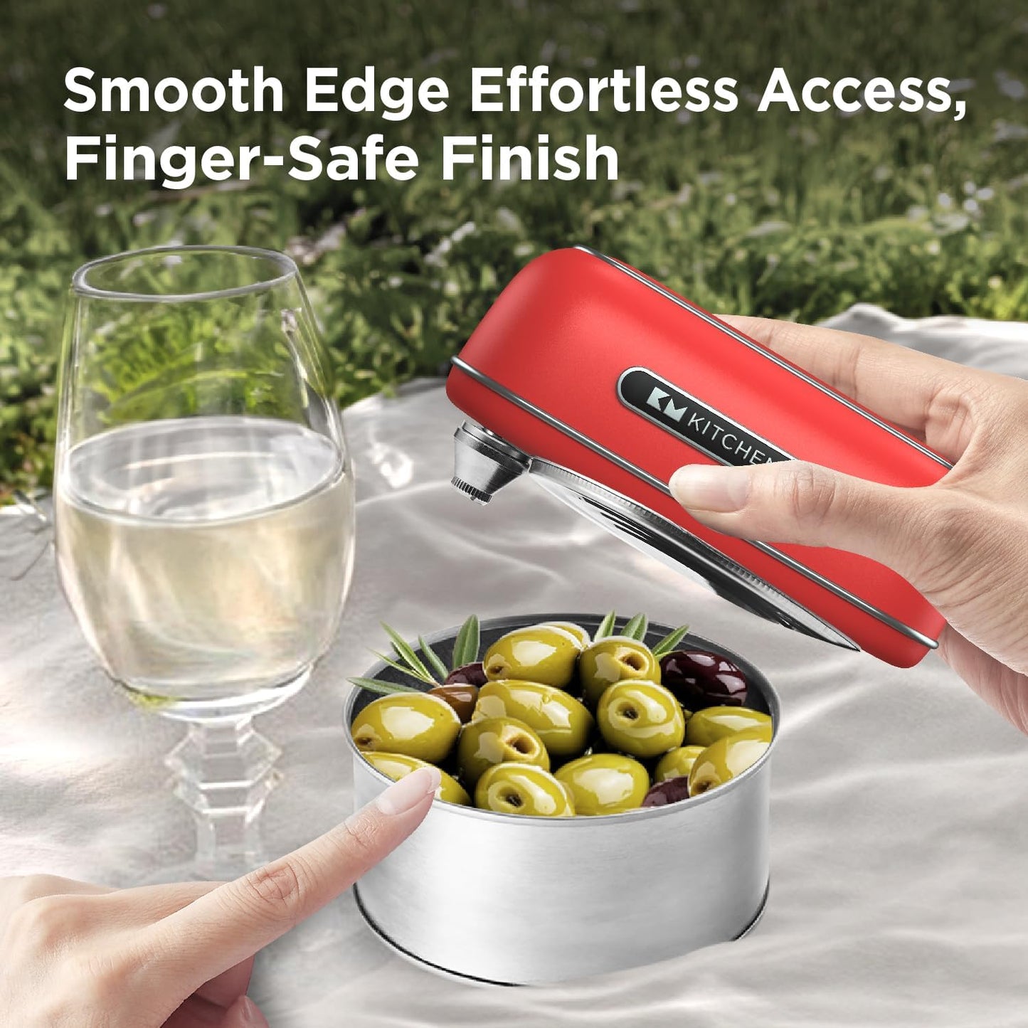 Kitchen Mama Orbit One Stainless Steel Rechargeable Electric Can Opener: Hands-Free, USB-C Charging, Automatic Stop, Smooth Edge, Safety, Blade for Large Cans, Heavy Duty, Soda Can and Pop Can