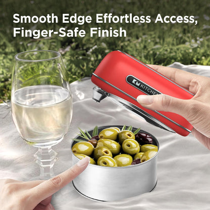 Kitchen Mama Orbit One Stainless Steel Rechargeable Electric Can Opener: Hands-Free, USB-C Charging, Automatic Stop, Smooth Edge, Safety, Blade for Large Cans, Heavy Duty, Soda Can and Pop Can