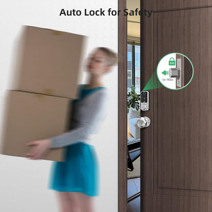 Keyless Entry Door Lock with Knob: NUTOMO Front Door Lock Set Fingerprint Deadbolt Alexa Digital Keypad Door Locks APP Remote Control Auto Lock Black