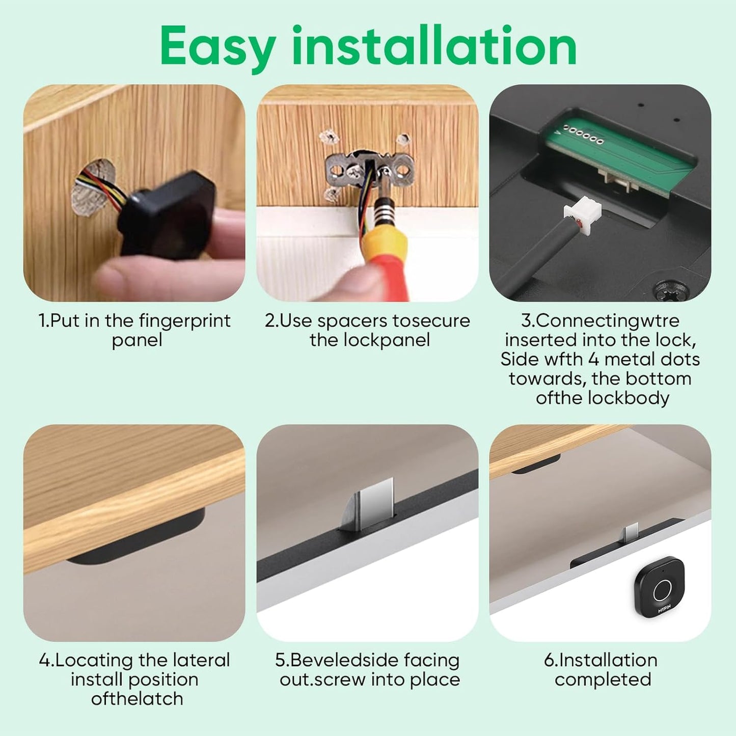 Bluetooth Fingerprint Cabinet Lock with Phone/Watch App Unlock, Smart Biometric Cabinet Lock, Keyless Hidden File Drawer Wardrobe Lock, Child Safety Electric Fingerprint Lock,DIY Wooden Furniture Lock