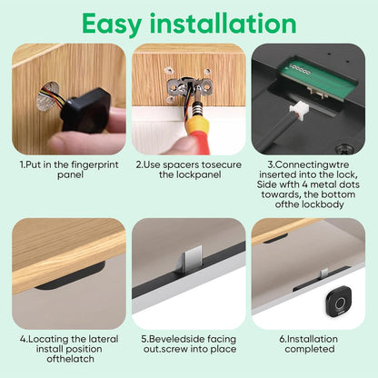 Bluetooth Fingerprint Cabinet Lock with Phone/Watch App Unlock, Smart Biometric Cabinet Lock, Keyless Hidden File Drawer Wardrobe Lock, Child Safety Electric Fingerprint Lock,DIY Wooden Furniture Lock